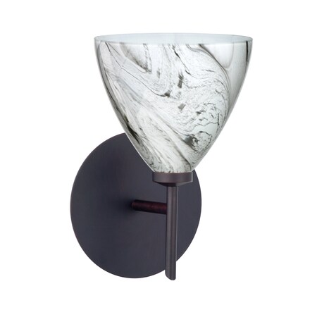 Besa Lighting Mia Mini Sconce, Marble Grigio, Bronze Finish, 1x5W LED 1SW-1779MG-LED-BR